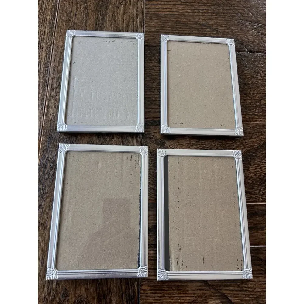 Lot Picture Frames Metalic Finish Silver Set of 4 5 X 7